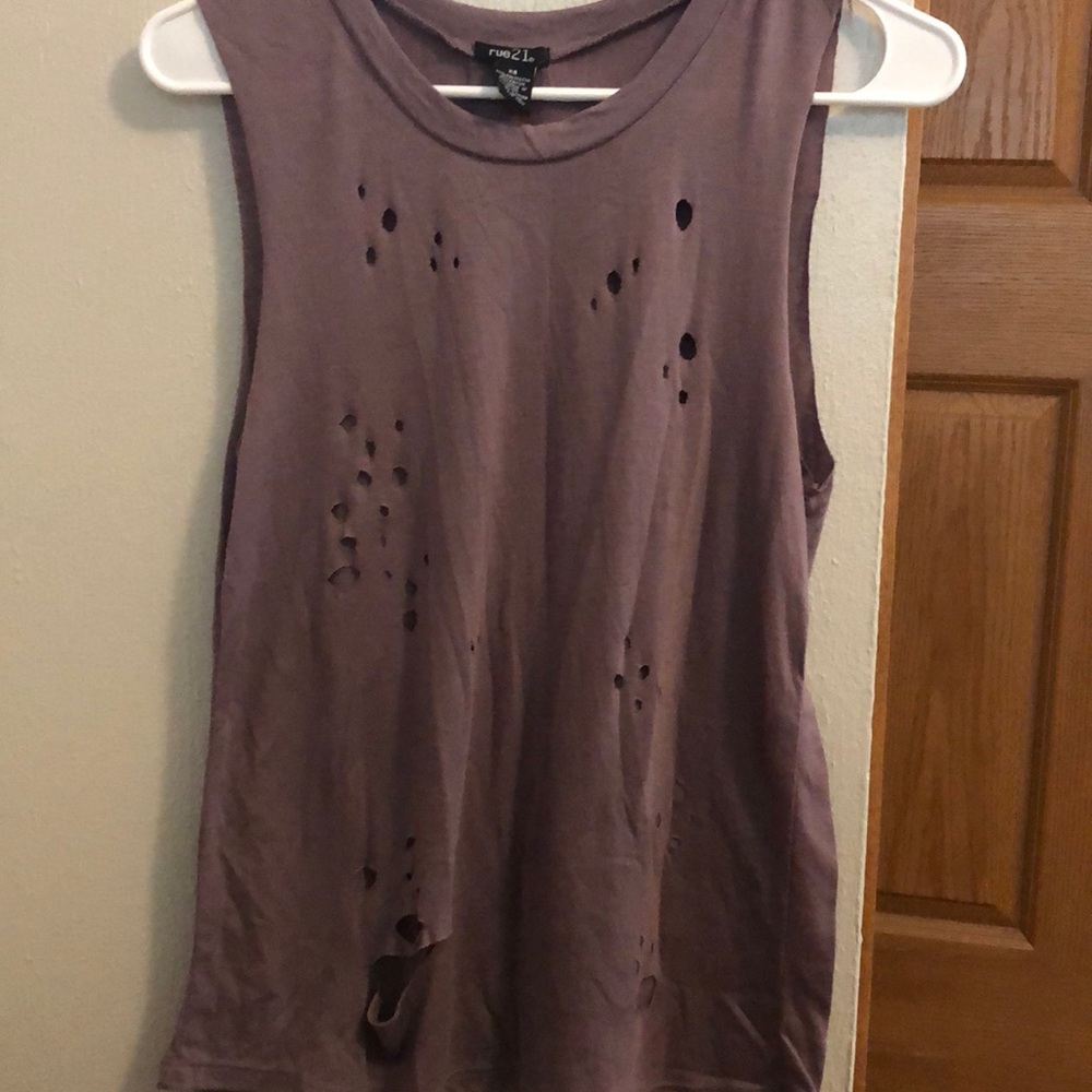 RUE 21 purple tank top w/ holes